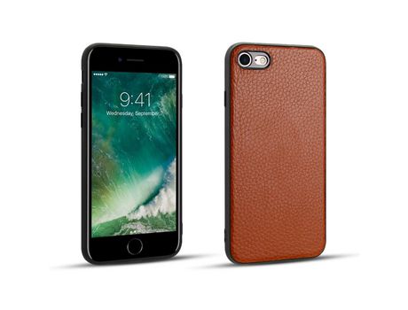 Carcasa TPU + PU piel de lichi marrom por Apple iPhone 7/8