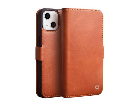 Funda de couro genuino QIALINO Cerrar magnético marrón por iPhone 13 mini 5.4