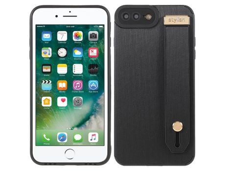 Funda TPU + microfibra a prueba de choques con suporte de pulso negro por iPhone 8 Plus/7 Plus 5.5 inch