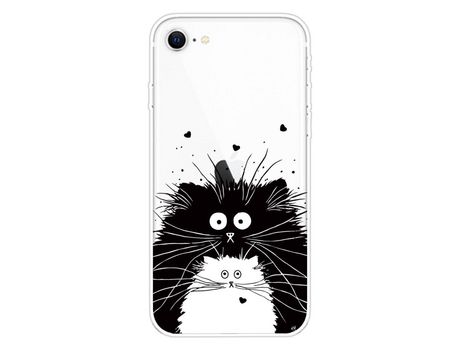 Carcasa TPU impresión patrón flexible gatos negro y branco por Apple iPhone SE (2nd Gen)/8/7