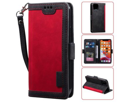 Carcasa PU aleta estilo de enenda do vintage con apoyo rojo por Apple iPhone 12 Pro/iPhone 12 Max 6.1
