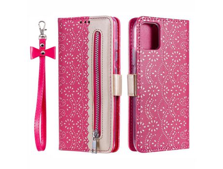 Funda PU + TPU renda con zíper rojo por iPhone 13 6.1