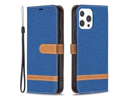 Funda PU + TPU textura de jeans con fundo azul claro por iPhone 13/13 Pro