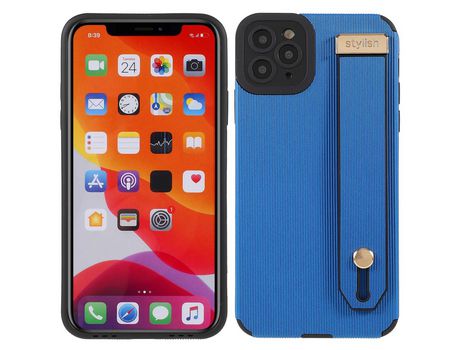 Funda TPU + microfibra con suporte de pulso azul por iPhone 11 Pro Max 6.5