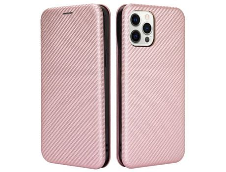 Funda TPU + PU fibra de carbono auto-absorvida con anel de ouro rosa por iPhone 13 Pro Max 6.7