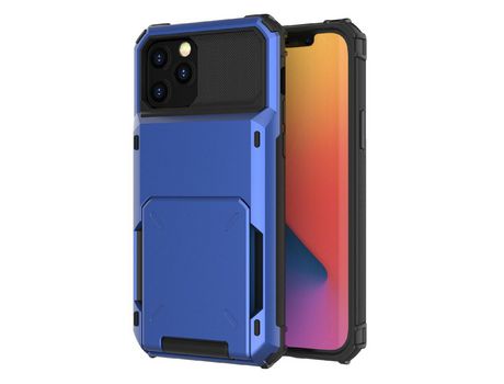 Funda TPU antiqueda porta-tarjetas híbrido azul por iPhone 13 6.1