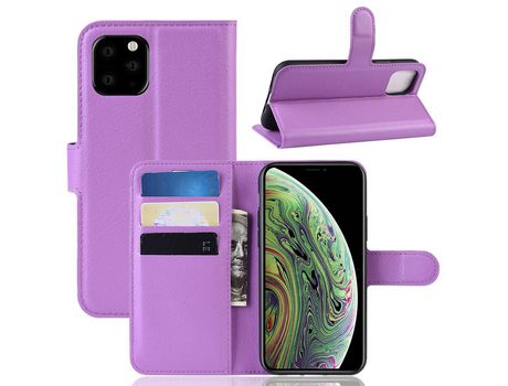 Carcasa PU roxo con apoyo por Apple iPhone 5.8 (2019)