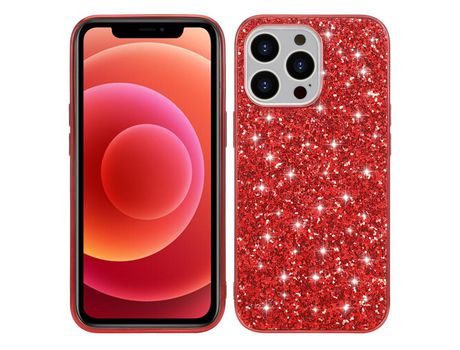 Funda TPU lantejoulas cintilantes rojo galvanizado por iPhone 13 Pro 6.1
