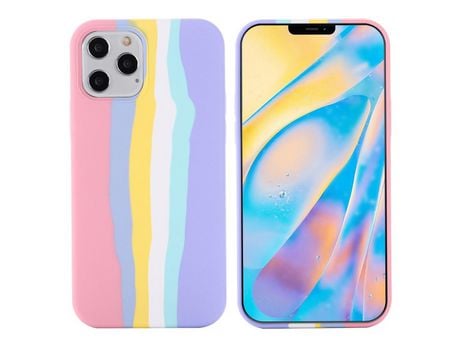 Funda silicone estilo arco-íris rosa Anti-lágrimas por iPhone 13 Pro Max 6.7