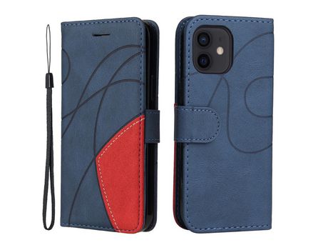 Funda PU + TPU emenda de duas cores con suporte azul por iPhone 13 mini 5.4