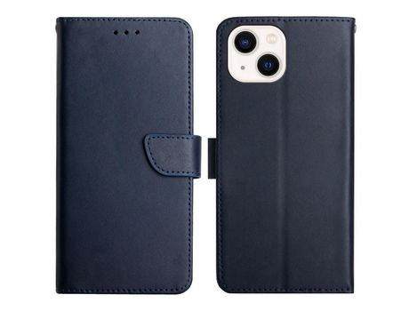 Funda de couro genuino textura napa cor sólida con soporte azul por iPhone 13 mini 5.4