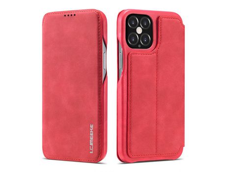 Carcasa PU estilo retro con suporte por tarjeta rojo por Apple iPhone 12 Max/Pro 6.1