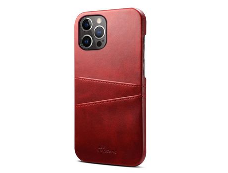 Funda TPU + PU a prueba de choques con slots de tarjeta rojo por iPhone 12 Pro Max 6.7