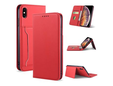 Carcasa PU con apoyo rojo por Apple iPhone XS Max 6.5