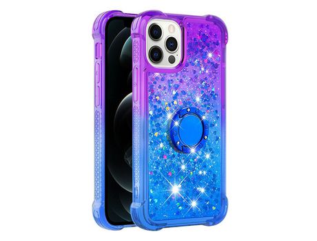 Funda TPU patrón de brilho de areia movediça con muleta púrpura/azul por iPhone 12/12 Pro 6.1