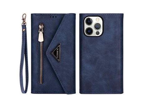Funda PU + TPU con suporte y bandolera de fechamento azul por iPhone 13 Pro 6.1