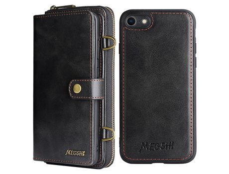 Funda PU desmontable 2 en 1 Anti-lágrimas magnético a prueba de choques negro por iPhone 7/8/SE (2nd Gen)