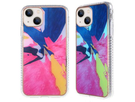 Funda TPU aquarela galvanoplastia efeito aurora azul/rosa por iPhone 13 6.1