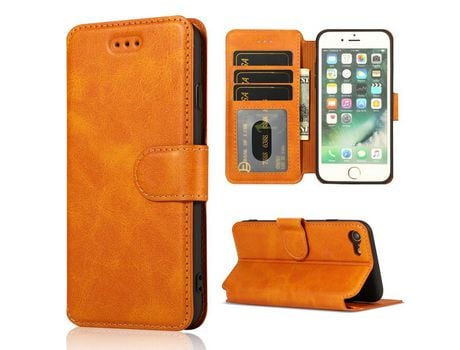 Carcasa PU + TPU con apoyo naranja por Apple iPhone SE (2nd Gen)/8/7
