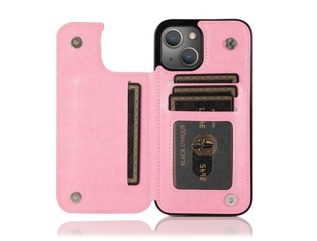 Funda TPU + PU patrón de flores Anti-lágrimas con suporte y suporte de tarjeta rosa por iPhone 13 mini 5.4