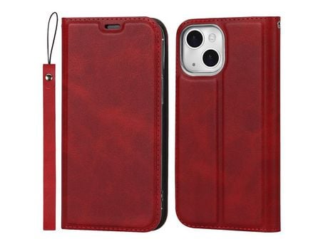 Funda TPU + PU con suporte y suporte de tarjeta rojo por iPhone 13 mini 5.4