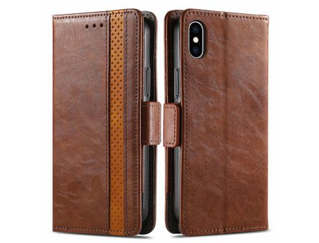 Funda PU CASENEO a prueba de choques castanho escuro por iPhone XS Max 6.5