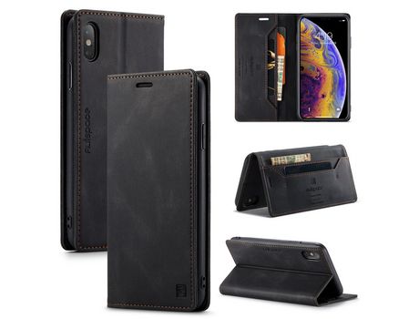 Carcasa PU rfid bloqueando retro mate negro por Apple iPhone XS Max 6.5