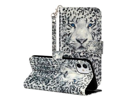Carcasa PU patrón en relevo de blanqueamiento compunto de luz cara de leopardo por Apple iPhone 11 6.1
