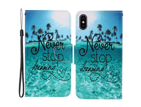 Funda PU con suporte magnético nunca pare de sonhar por iPhone X/XS 5.8