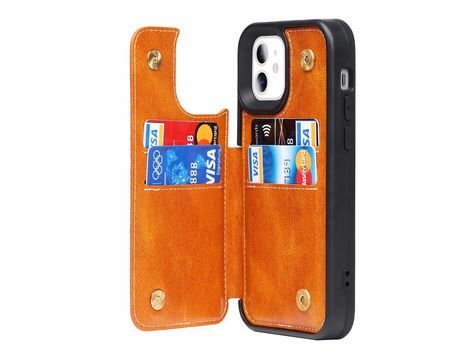 Funda PU + TPU con suporte con porta-tarjetas caballo Loco cáqui por iPhone 11 6.1