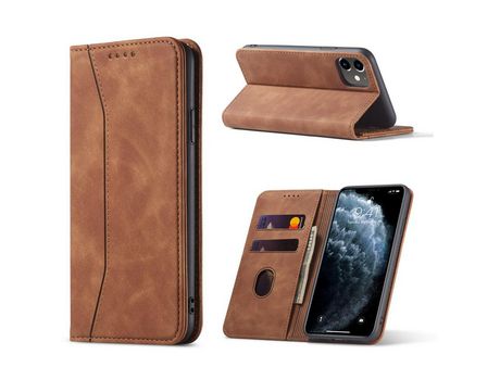 Carcasa PU auto-absorbido con apoyo marrom por Apple iPhone 12 Pro/iPhone 12