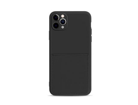 Carcasa silicona flexible con suporte de tarjeta negro por Apple iPhone 11 Pro Max 6.5