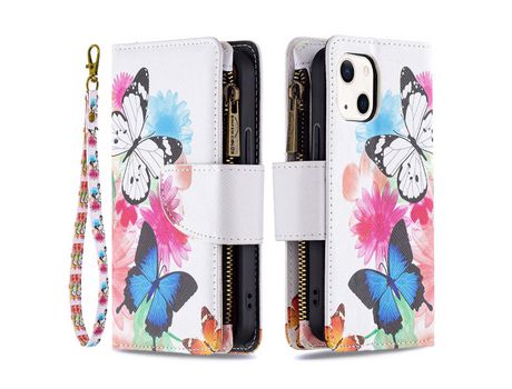 Funda PU + TPU bolso con zíper con suporte de mariposa por iPhone 13 mini 5.4
