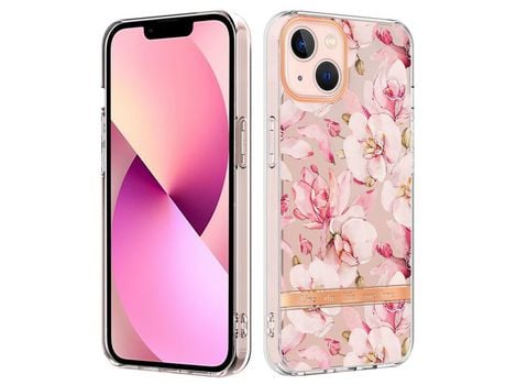 Funda TPU patrón de flores y letras no amarela galvanoplastia Anti-lágrimas gardenia rosa por iPhone 13 mini 5.4