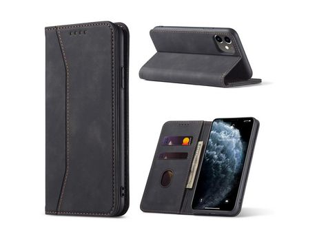 Carcasa PU auto-absorbido con apoyo negro por Apple iPhone 12 Pro/iPhone 12