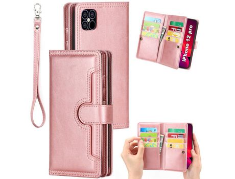 Carcasa PU con varios titulares de tarjeta ouro rosa por Apple iPhone 12 Pro/12 Max 6.1