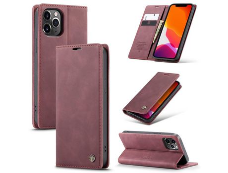 Carcasa PU flip auto-absorbido vinho rojo por Apple iPhone 12 Pro Max 6.7