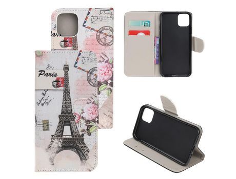 Carcasa PU impresión de patrón de textura cruzada torre por Apple iPhone 12 Pro 6.1