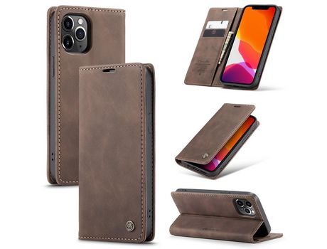 Carcasa PU flip auto-absorbido café por Apple iPhone 12 Pro Max 6.7