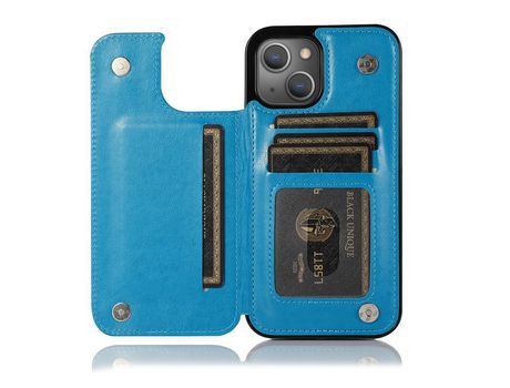 Funda TPU + PU patrón de flores Anti-lágrimas con suporte y suporte de tarjeta azul escuro por iPhone 13 mini 5.4