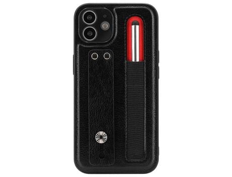 Funda TPU + PU con suporte de pontapé de correia de mano con ranhura por caneta negro por iPhone 11 6.1