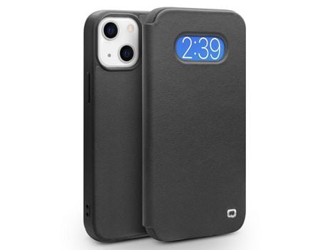 Funda de couro genuino QIALINO ultra fino negro por iPhone 13 6.1