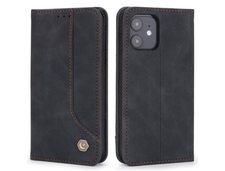 Funda PU absorción magnética a prueba de choques negro por iPhone 12 mini 5.4