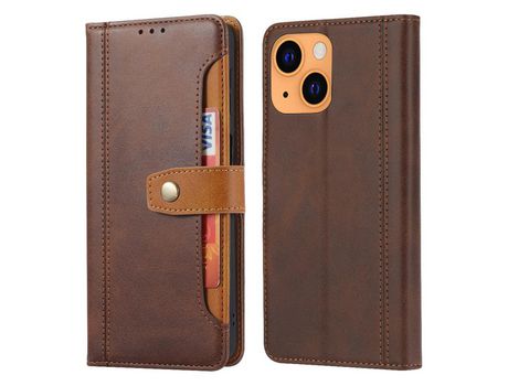 Funda PU + TPU con porta-tarjetas exterior con porta-tarjetas castanho por iPhone 13 mini 5.4