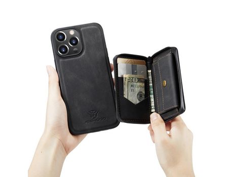 Funda TPU JEEHOOD 2 en 1 magnético desmontable a prueba de choques híbrido con suporte negro por iPhone 13 Pro Max 6.7