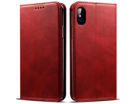 Funda PU absorción magnética con soporte rojo por iPhone X/XS 5.8