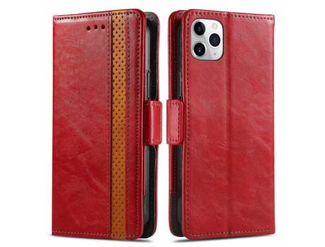 Funda PU CASENEO con soporte rojo por iPhone 11 Pro Max 6.5