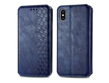 Funda PU patrón de losango azul por iPhone XS Max 6.5
