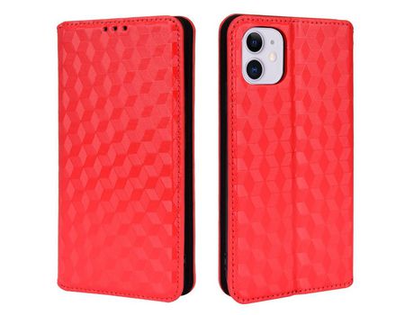 Funda PU patrón 3D con soporte rojo por iPhone 11 6.1