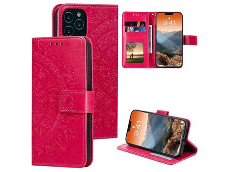 Carcasa PU flor imprint rojo por Apple iPhone 12 Max/Pro 6.1